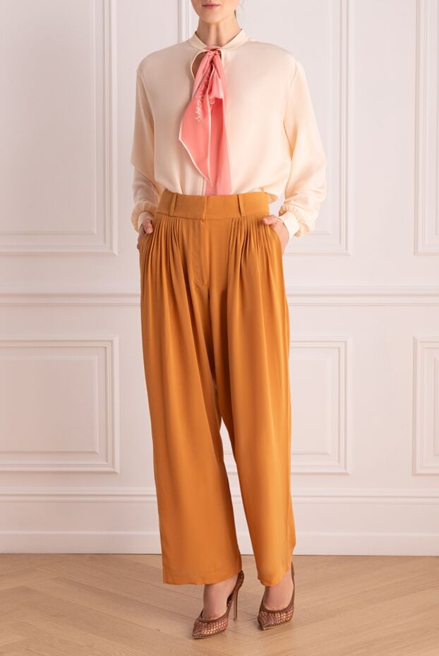 Givenchy women's silk blouse with a contrasting tie on the collar pink 154191 - photo 2