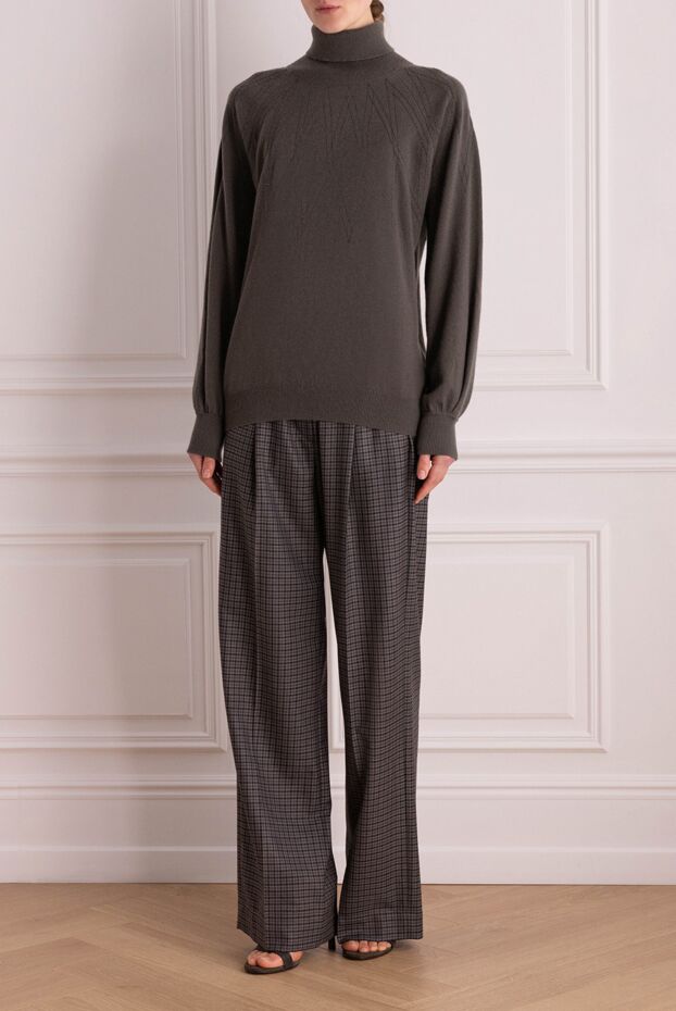 Brunello Cucinelli women's dark gray cashmere turtleneck 154222 - photo 2