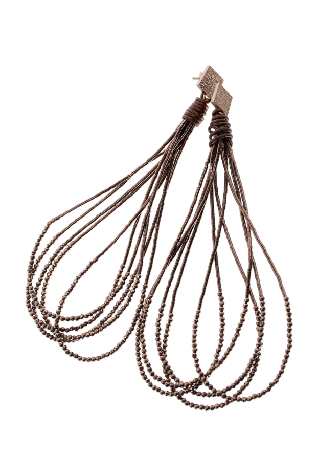 Brunello Cucinelli бисермен көп қабатты қоңыр әйелдер сырғалары 154226 - фото 1