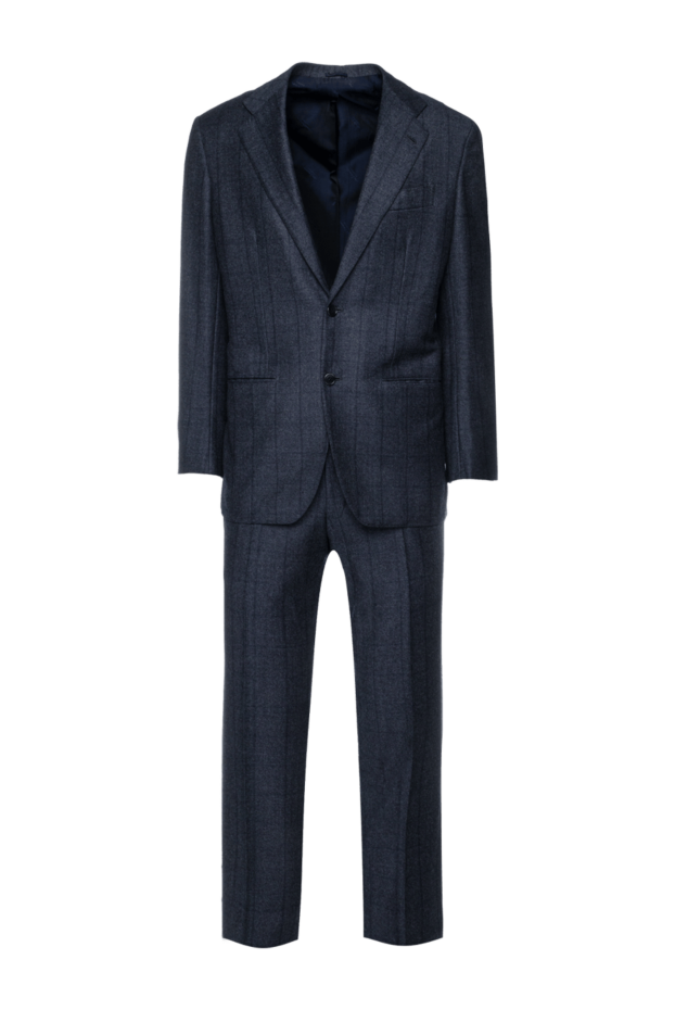 Kiton шерстяной деловой костюм-двойка в тонкую вертикальную полоску 154256 - фото 1