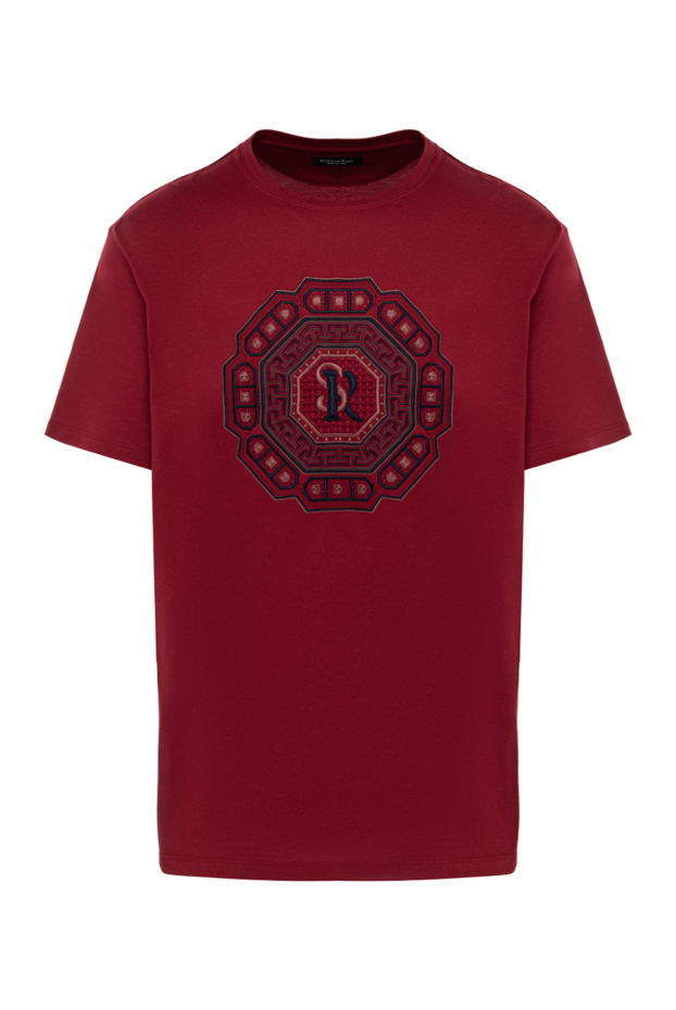 Stefano Ricci red cotton and modal t-shirt with decorative pattern and monogram 154398 - photo 1