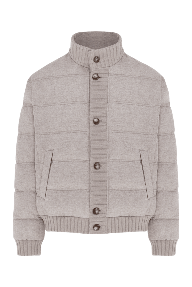 Kiton жібек пен кашемирден тігілген, ақ түсті ерлерге арналған мамық күрте 154426 - фото 1