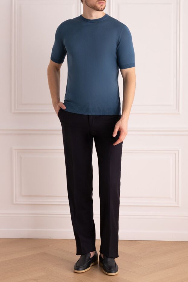 Zilli men's trousers made of natural wool in dark blue
 154429 - photo 2