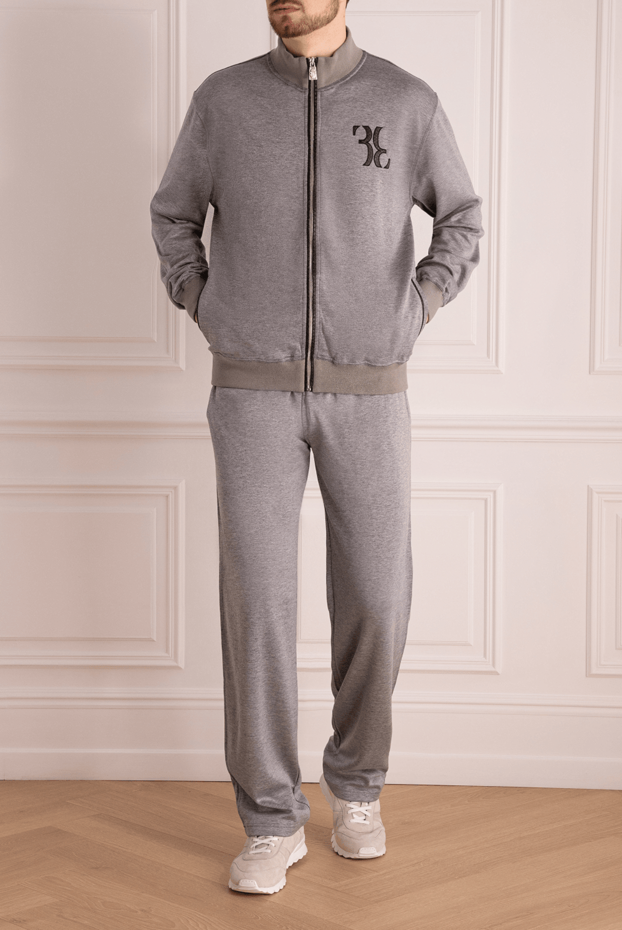Billionaire men’s grey tracksuit with stand-up collar and embroidered logo 154455 - photo 2