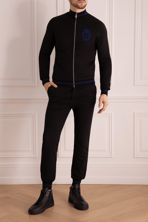 Billionaire men’s black cotton tracksuit with stand-up collar and embroidered logo 154456 - photo 2