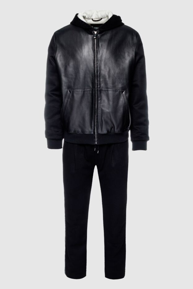 Torras men's sports suit made of cashmere and genuine leather black 154541 - photo 1