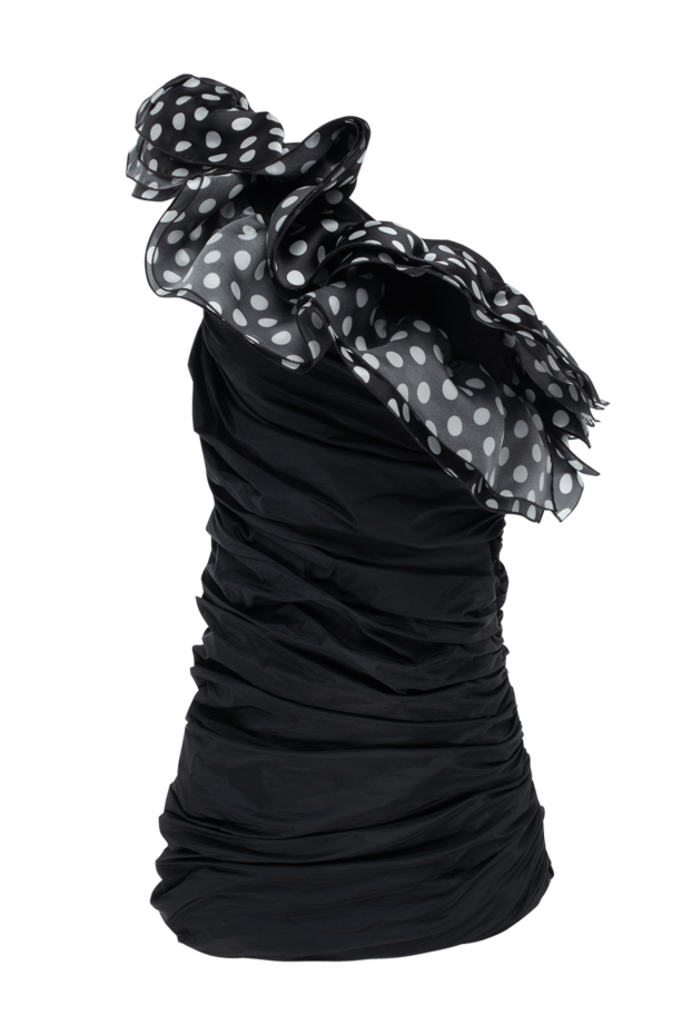 Black polyester and silk dress for women - photo 1
