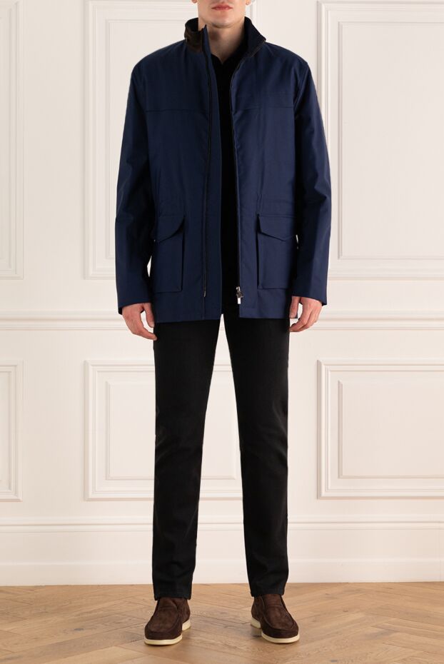 Kiton ерлерге арналған көк жібек күртеше, астары түкті және барқыт жағасы
 154646 - фото 3