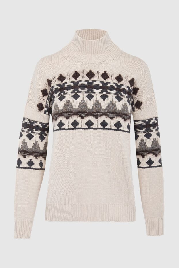 Peserico beige women’s jumper with a contrasting geometric pattern 154687 - photo 1