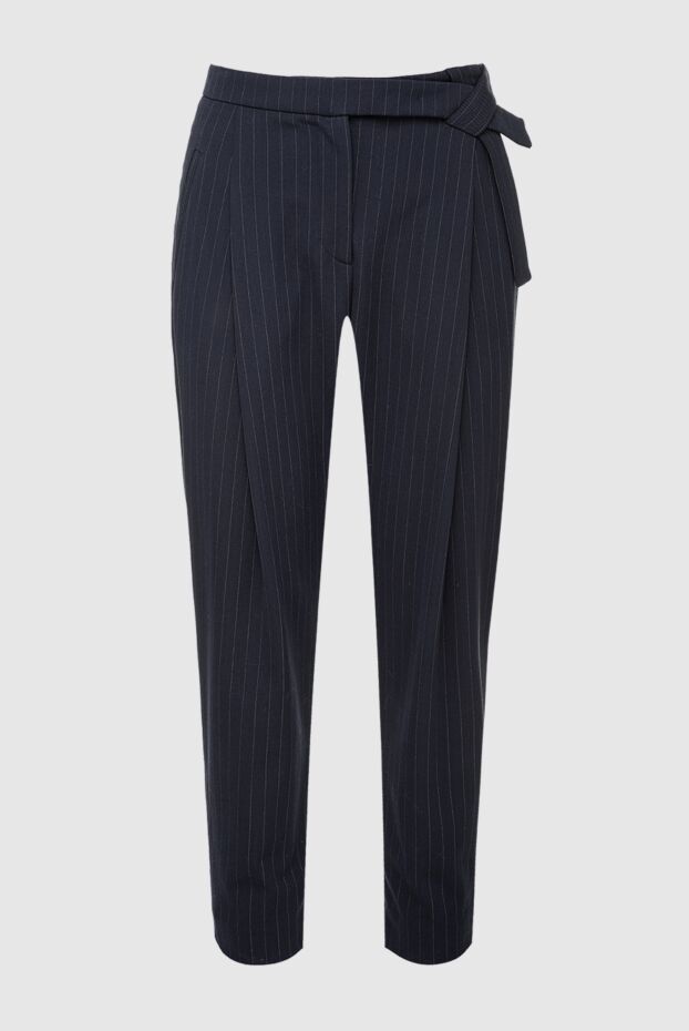 Brunello Cucinelli women's cropped trousers with a stripe pattern blue 154851 - photo 1