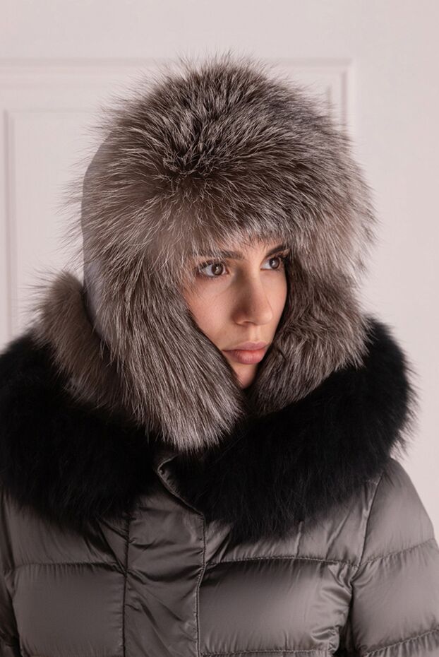 FG Furs әйелдердің сұр түлкі жүнінен жасалған қалпақ 154873 - фото 2