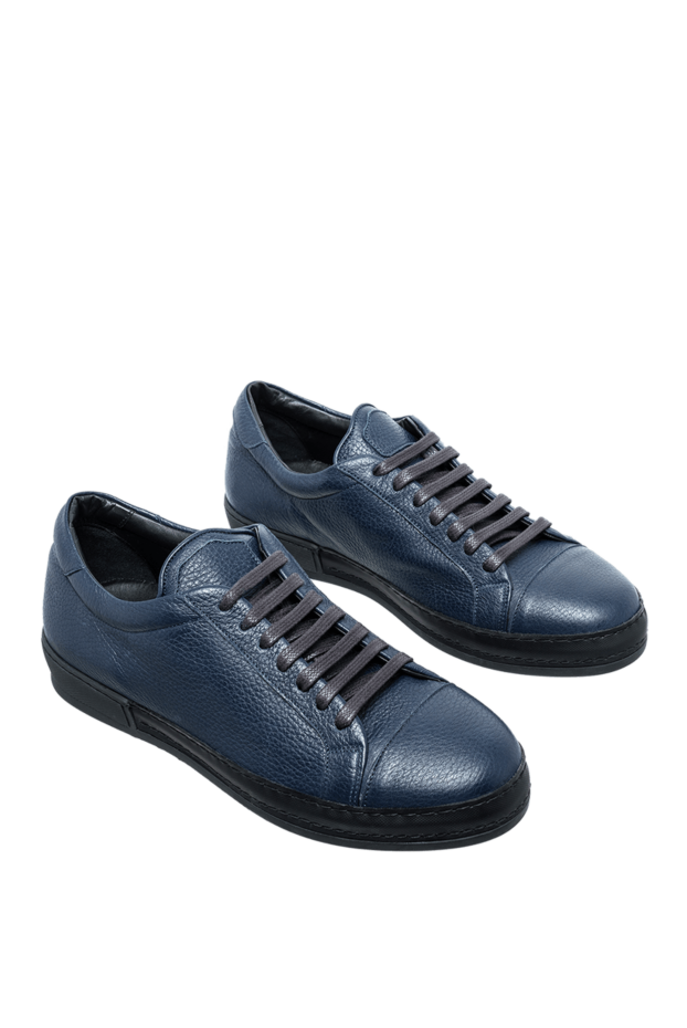 Cesare di Napoli dark blue grain leather sneakers with black sole

 155006 - photo 3