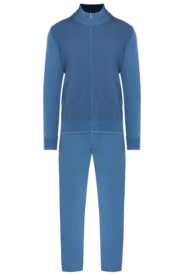 Cesare di Napoli light blue men's suit made of fine knitwear with a zipper made of wool, silk and cashmere 155024 - photo 1