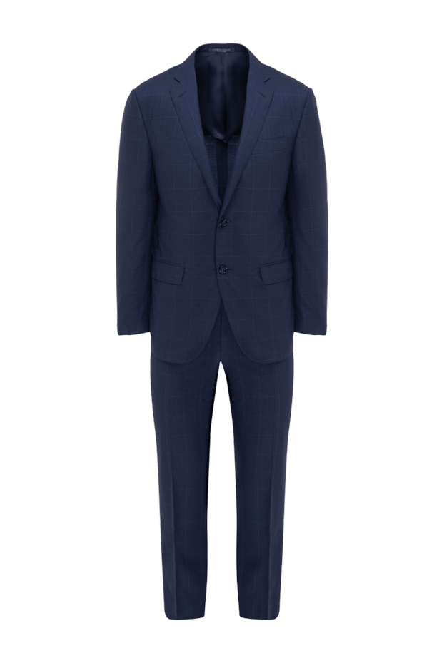 Corneliani men’s blue wool suit in large check pattern with delicate texture 155040 - photo 1