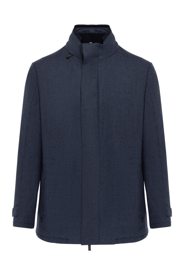 Corneliani ерлерге арналған тік жағалы көк жүн пальто-күртеше 155042 - фото 1