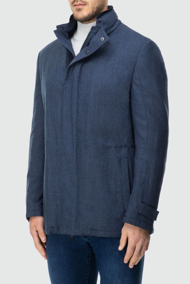 Corneliani ерлерге арналған тік жағалы көк жүн пальто-күртеше 155042 - фото 3