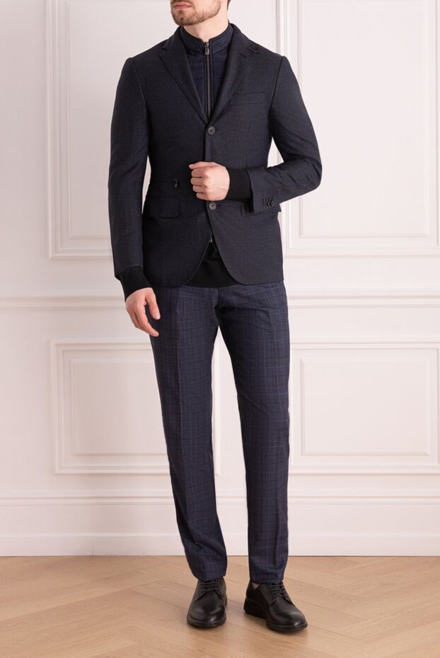 Corneliani men's dark blue wool jacket with a stand-up collar 155044 - photo 2