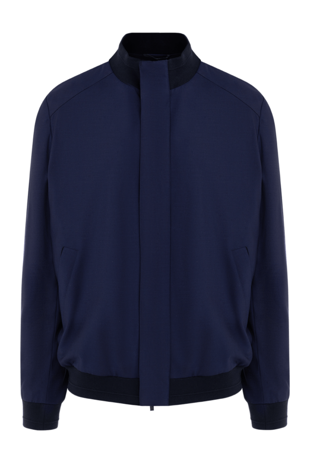Corneliani куртка-бомбер шерстяная синяя с потайной застежкой мужская 155050 - фото 1