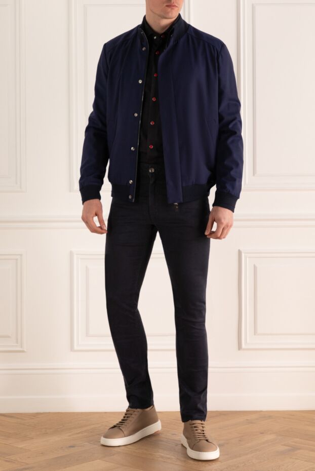 Corneliani куртка-бомбер шерстяная синяя с потайной застежкой мужская 155050 - фото 2