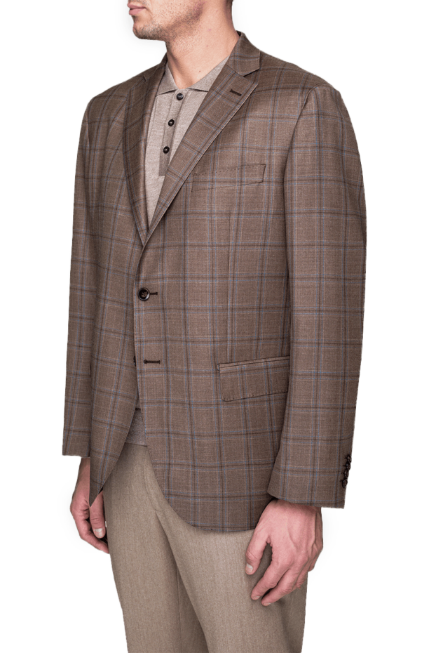 Lubiam men's tobacco colored jacket with soft blue check 155099 - photo 3