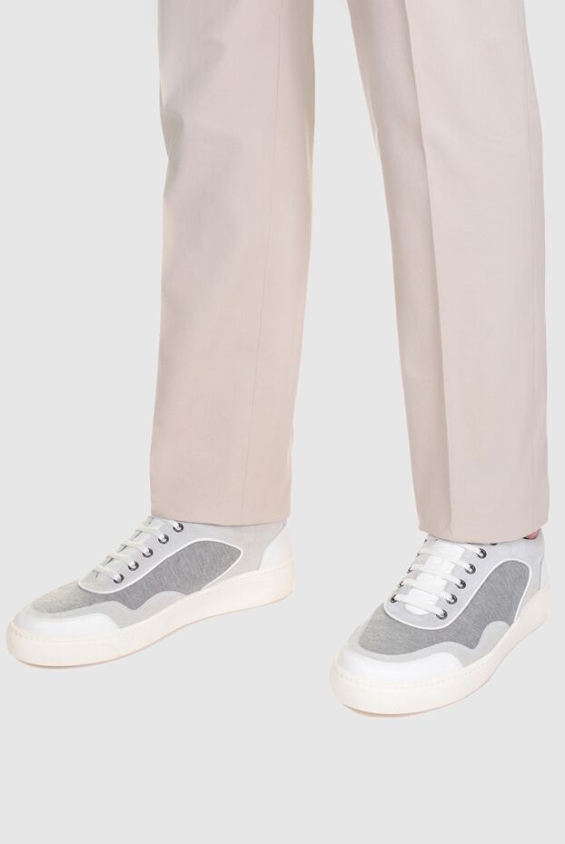 Corneliani кроссовки из текстиля и кожи серые мужские 155258 - фото 3