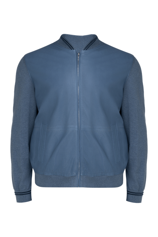 Torras men’s blue leather bomber jacket with perforation 155280 - photo 1