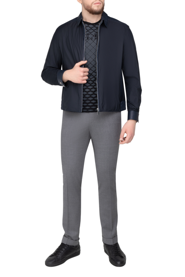 Torras men's blue jacket with turn-down collar and leather inserts 155302 - photo 2