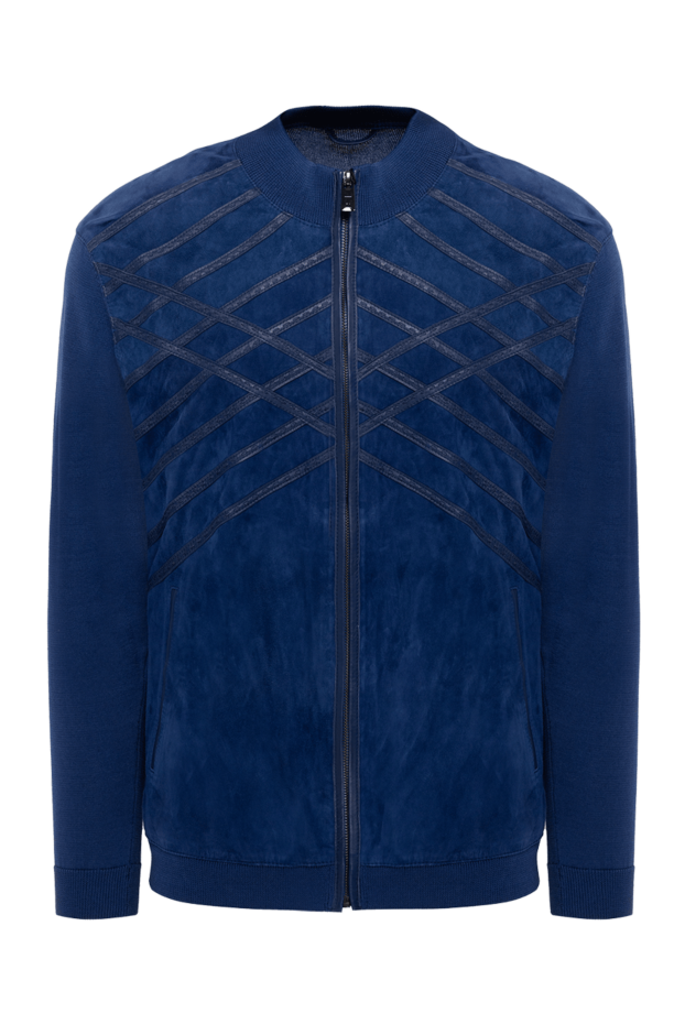 Torras blue suede and cotton combination cardigan 196560 - photo 1