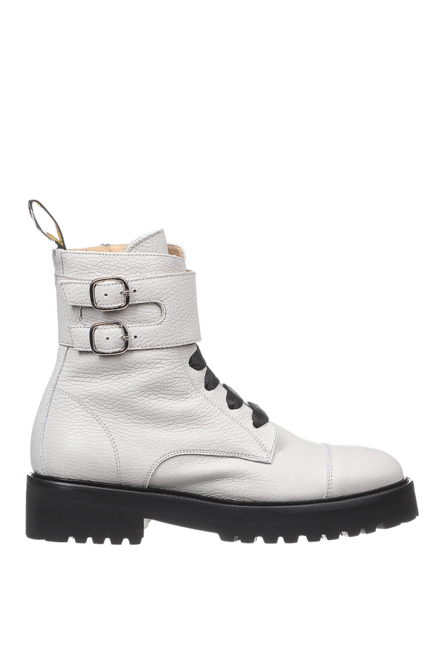 Doucal`s women's gray leather boots with a black sole 155312 - photo 1