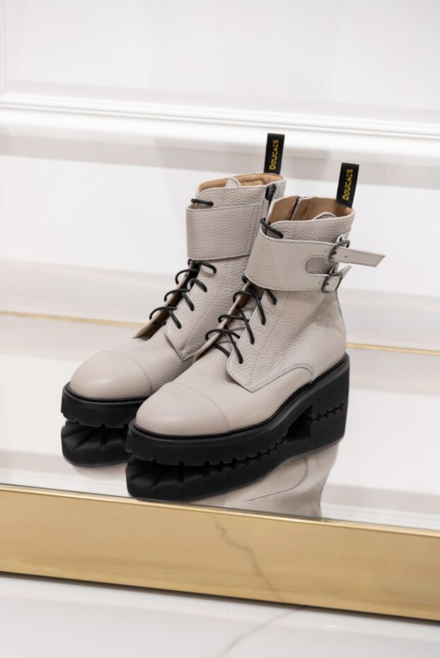 Doucal`s women's gray leather boots with a black sole 155312 - photo 2