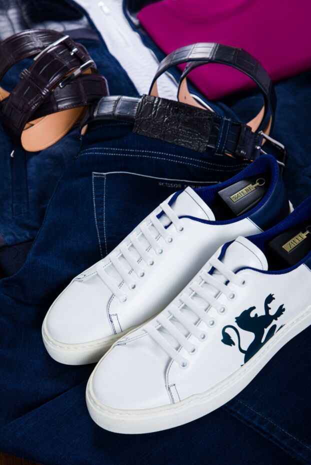 Zilli smooth leather sneakers with a graphic lion silhouette and dark lining
 155364 - photo 2