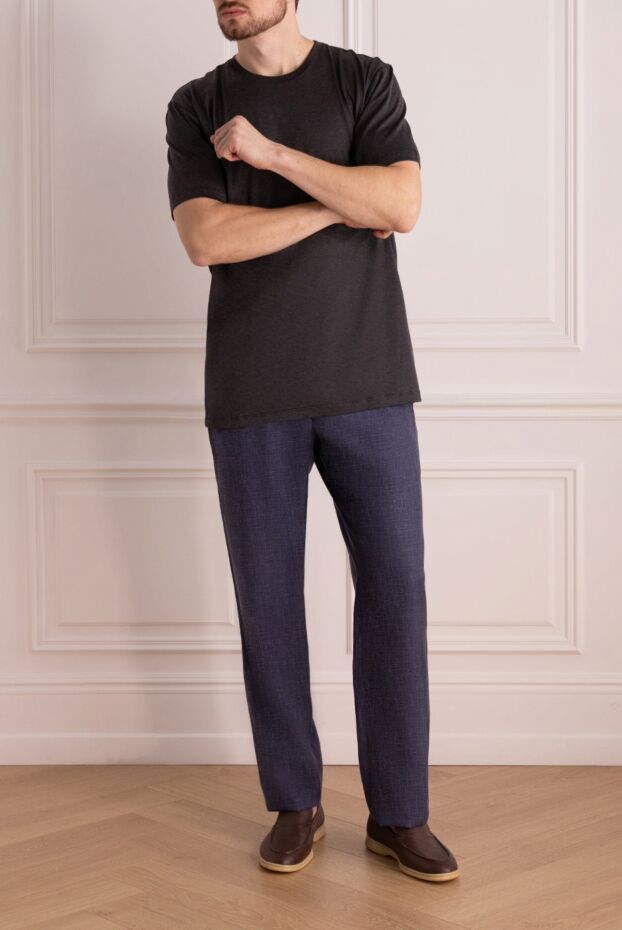 Cesare di Napoli men's t-shirt made of dark graphite cotton with a straight cut
 155371 - photo 2
