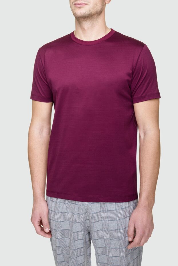 Cesare di Napoli breathable cotton t-shirt in burgundy color with straight cut
 155374 - photo 3