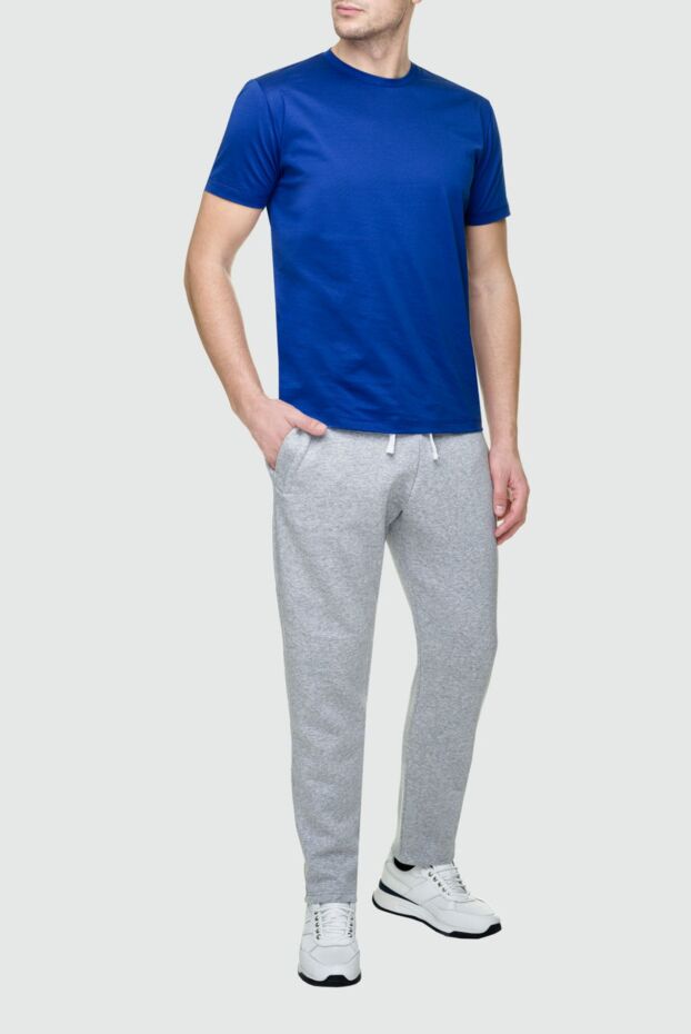 Cesare di Napoli basic cornflower blue t-shirt with a straight cut and a round neck
 155384 - photo 2