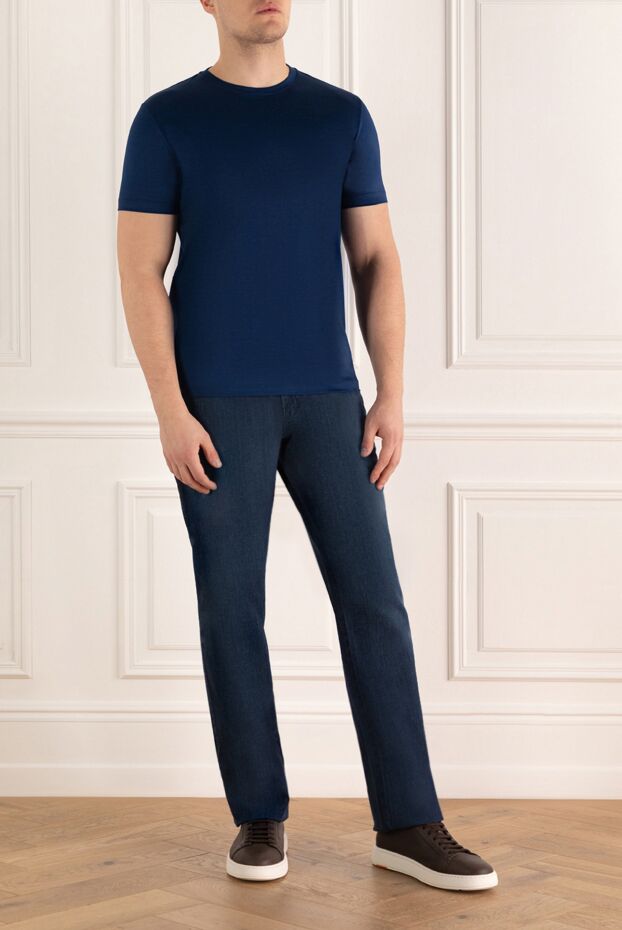 Cesare di Napoli universal t-shirt made of cotton in rich indigo color
 155396 - photo 2