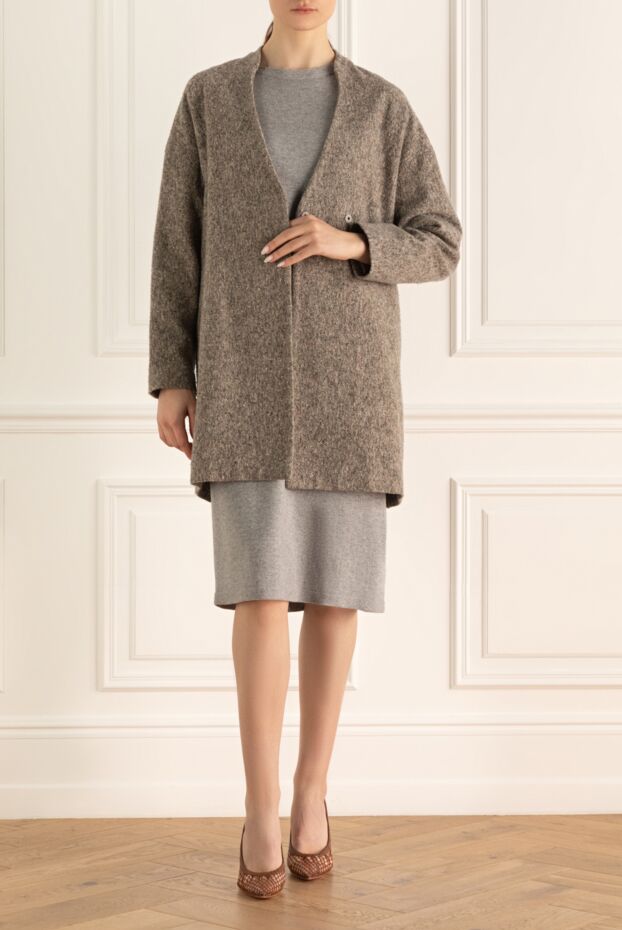Brunello Cucinelli әйелдерге арналған бежевый жүннен жасалған пальто 155420 - фото 2