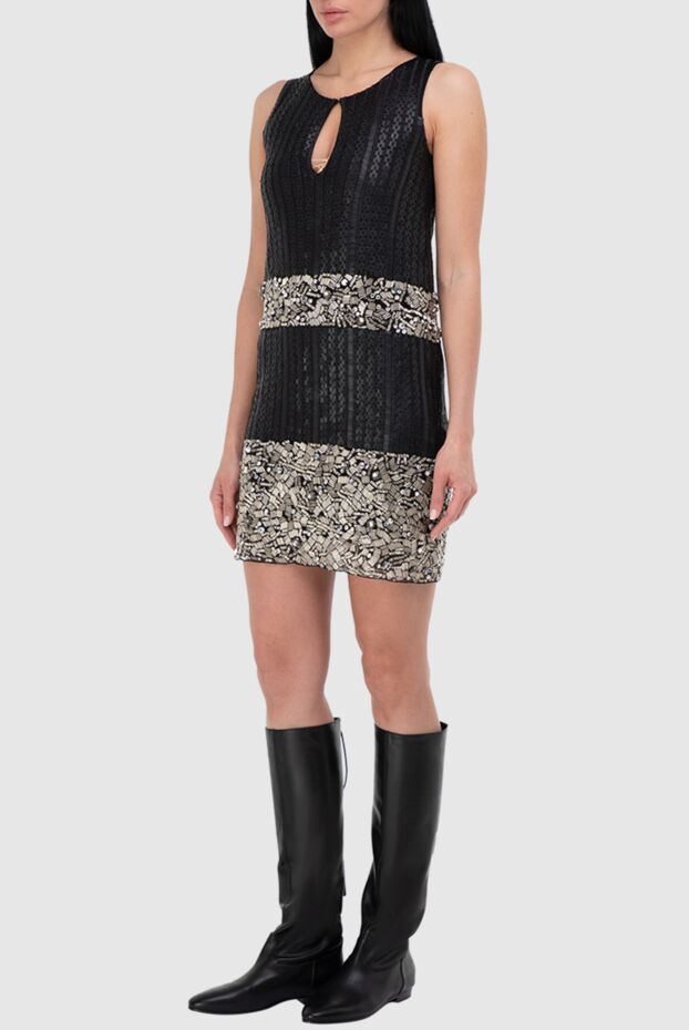 Fleur de Paris black silk dress with sequins and geometric pattern
 155428 - photo 2