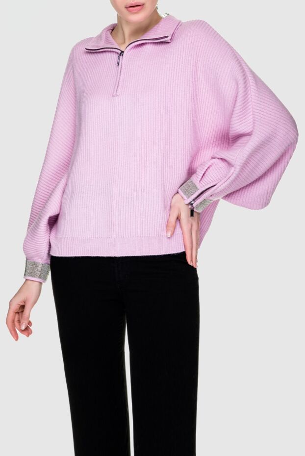 Max&Moi pink women’s jumper with contrasting cuffs and neckline 155434 - photo 2