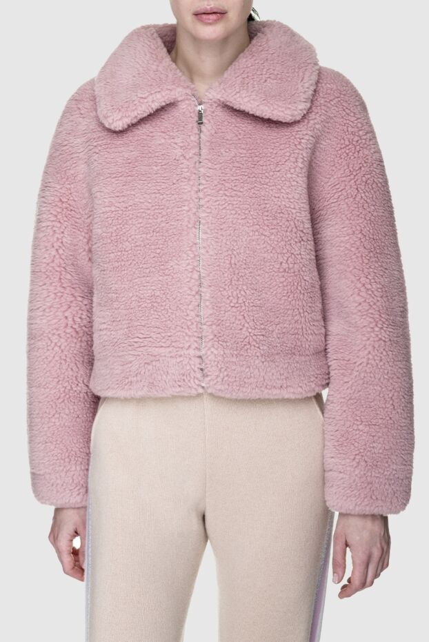 Fleur de Paris әйелдерге арналған қызғылт жүн және акрил күрте 155492 - фото 3
