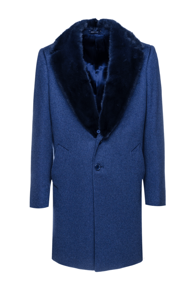 Cesare di Napoli blue single-breasted cashmere coat with luxurious mink fur trim
155512 - photo 1