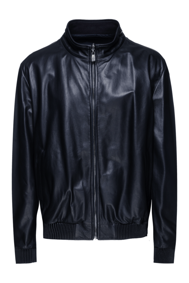 Corneliani leather jacket blue for men 155606 - photo 1