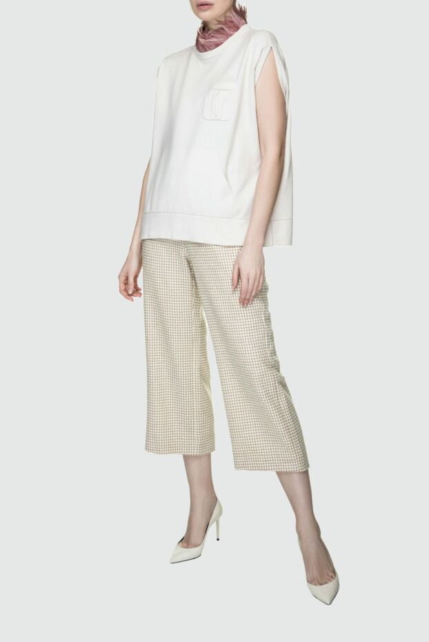 Brunello Cucinelli white sleeveless cashmere jumper with pocket 155692 - photo 2