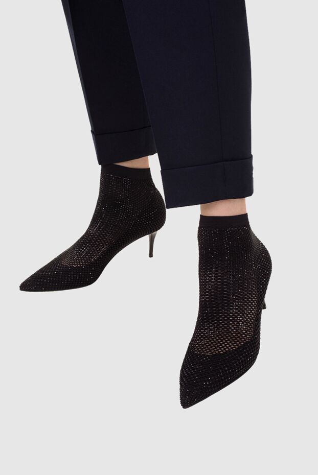 Le Silla women's black suede ankle boots with lurex 155964 - photo 3