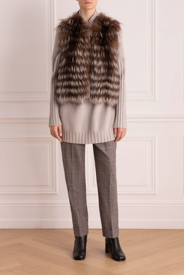 Panicale gray striped fur vest with cashmere back
 155983 - photo 2