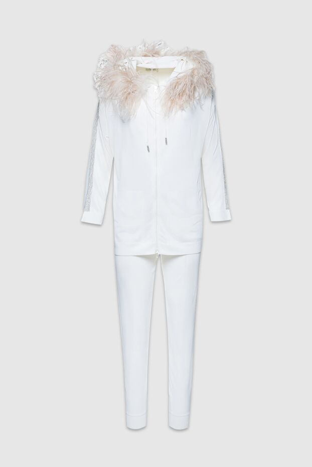 Panicale women's white viscose and elastane walking suit with fur 155984 - photo 1