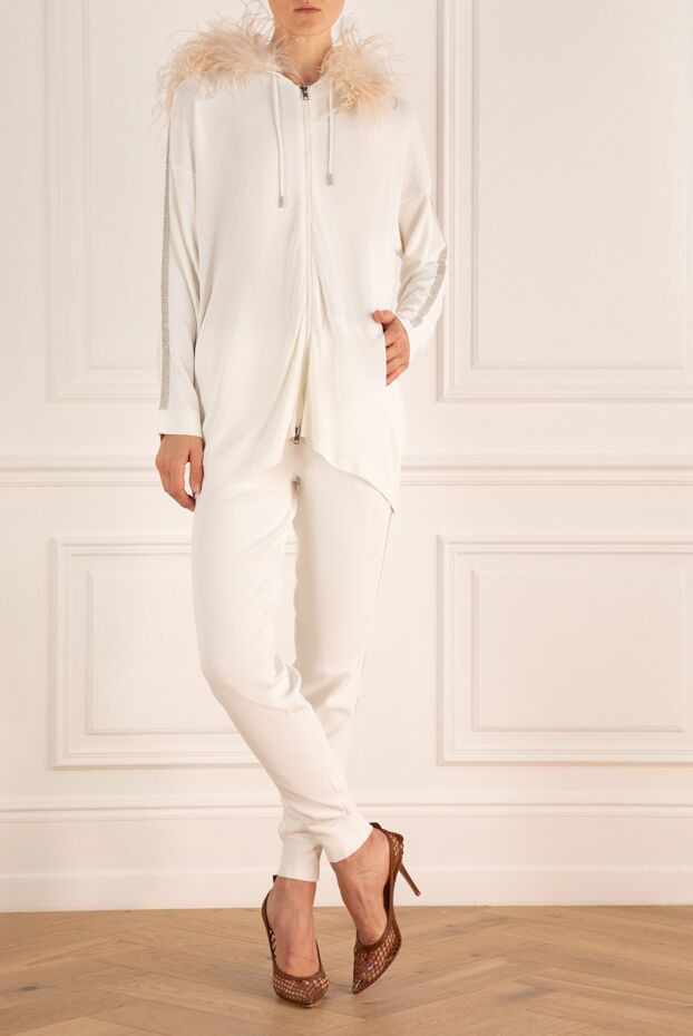 Panicale women's white viscose and elastane walking suit with fur 155984 - photo 2
