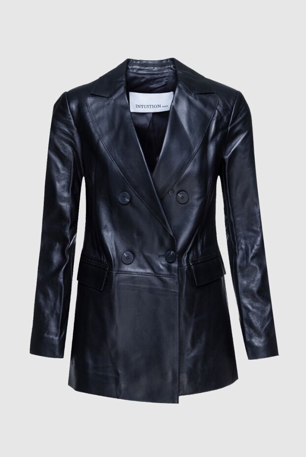 Women's jacket made of genuine leather, strict cut, double-breasted - photo 1