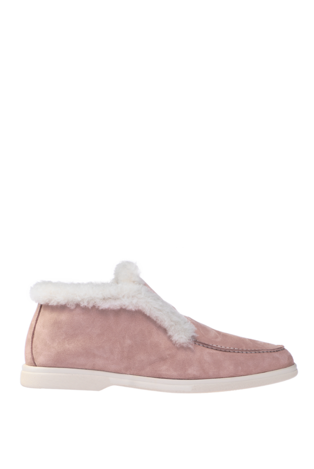 Women's suede loafers with fur trim and light sole
- photo 1