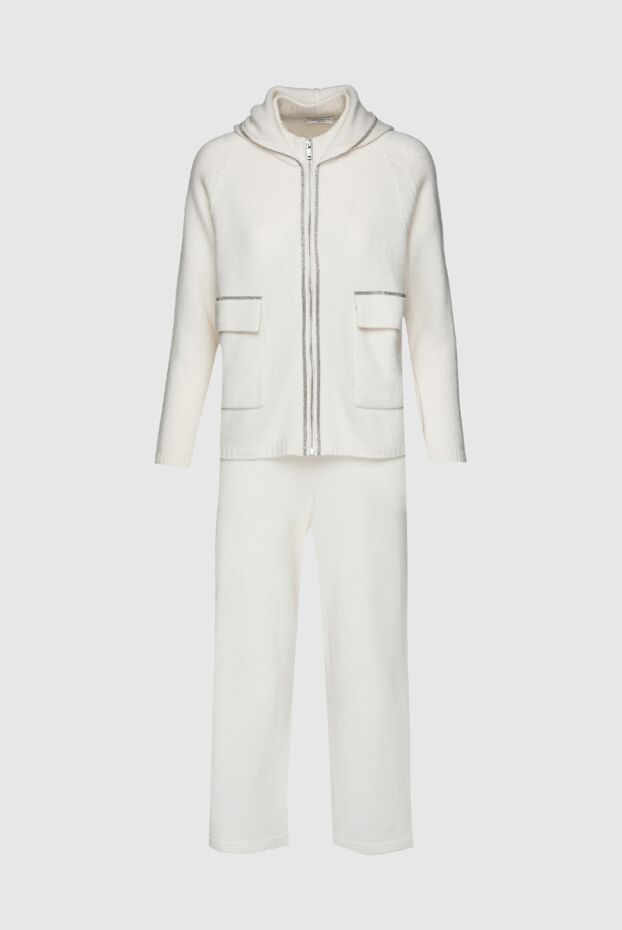 Cashmere & Silk Milano women's cashmere suit with a hood and patch pockets with monili decoration 156178 - photo 1