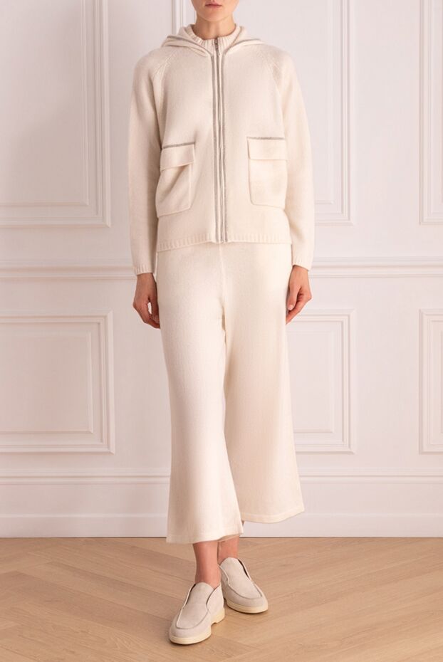 Cashmere & Silk Milano women's cashmere suit with a hood and patch pockets with monili decoration 156178 - photo 3